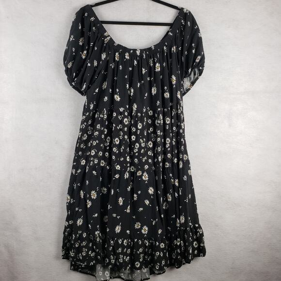 Maurices Women's 2X Off Shoulder Daisy Print Midi Dress Black Pleated Flared - Picture 13 of 13